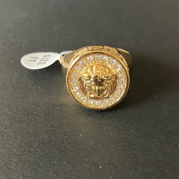 Versace Gold Medusa Ring with CZ Diamond 💎 Size-11 - Picture 4 of 12